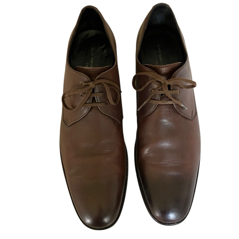 John Varvatos Luxe Oxford Brown Leather Plain Toe Dress Shoes Men’s Size 11 - Picture 4 of 16